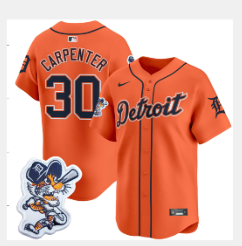 Men 2025 Detroit Tigers #30 Carpenter orange Game Nike MLB All Star Jersey 001->detroit tigers->MLB Jersey